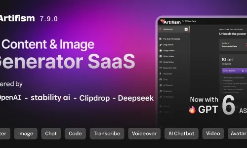 Artifism – AI Content, Image, Video, Chat, Chatbot, Voiceover & Code Generator SaaS