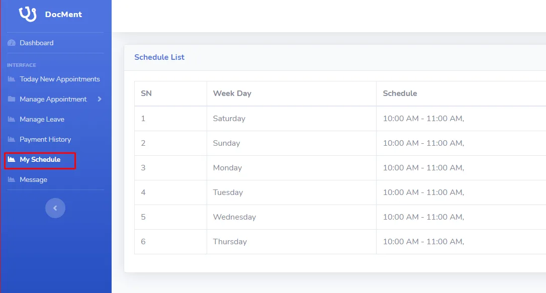 DocMent - SaaS Based Multi Doctor Appointment System source code screenshot 9